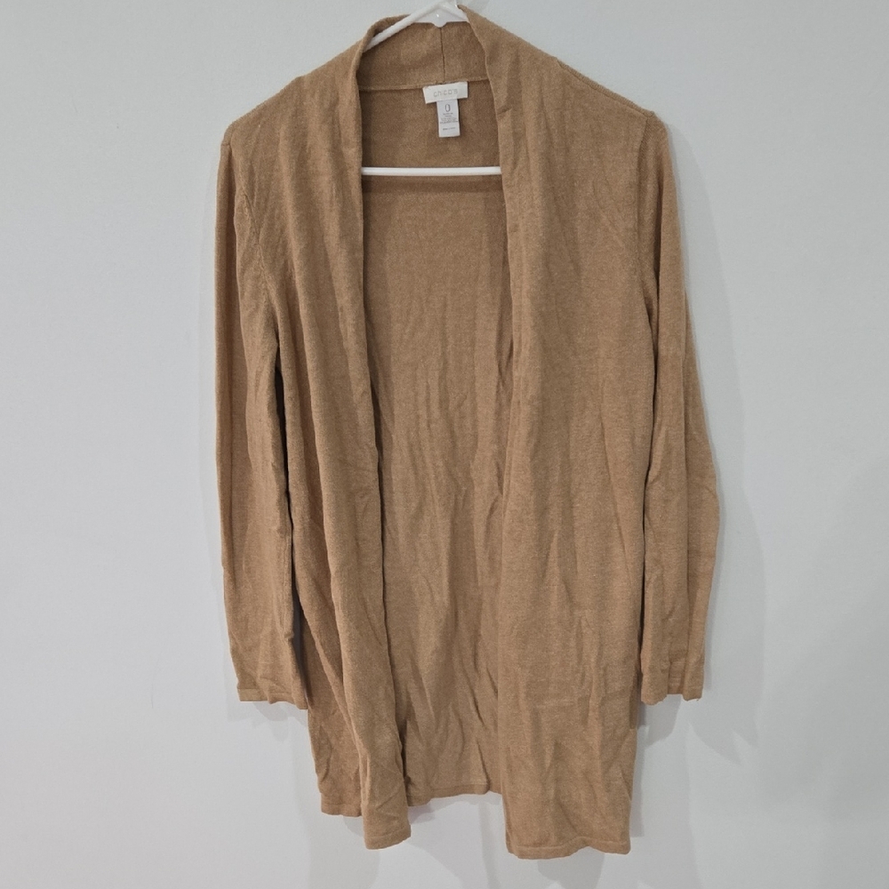 Chico's Sz 0 Womens Light Brown Open-Front Cardigan